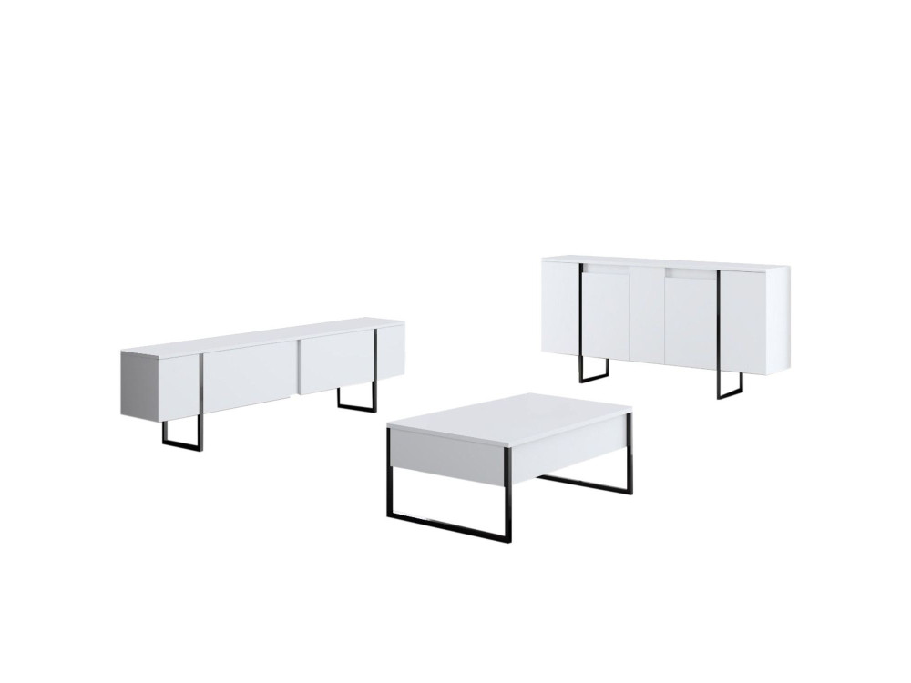 Drewniany kredens "Luxe" - 160 x 35 x 80 cm - Biały