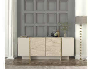 Kredens drewniany "Veyron" - 180 x 46 x 75 cm - Trawertyn, Piaskowiec 2