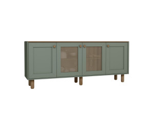 Kredens z drewna i trzciny "Bohemian" - 180 x 40 x 75 cm - Zielony