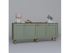 Drewniany kredens "Bohem" - 180 x 40 x 75 cm - Zielony