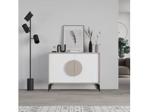 Drewniany kredens "Gora" - 110 x 36 x 82 cm - Jasny brąz mokka 2