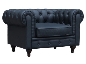 Fotel Chesterfield "Aliza" - 111 x 82 x 70 cm - Czarny