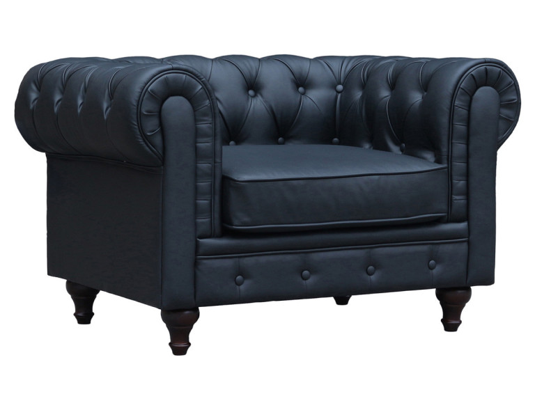 Fotel Chesterfield "Aliza" - 111 x 82 x 70 cm - Czarny