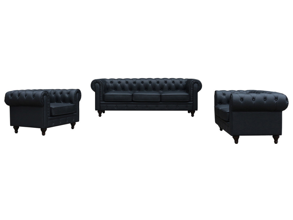Fotel Chesterfield "Aliza" - 111 x 82 x 70 cm - Czarny