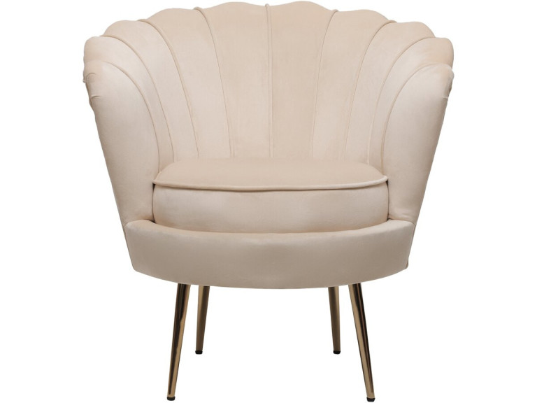 Nazwa : Fotel aksamitny Floria - 75 x 68 x 77,5 cm - Beżowy