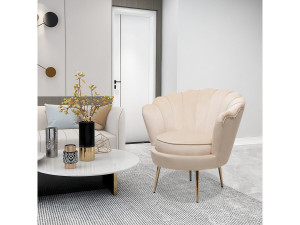 Nazwa : Fotel aksamitny Floria - 75 x 68 x 77,5 cm - Beżowy 2