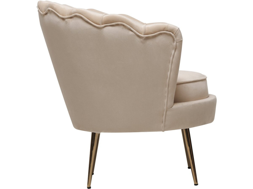 Nazwa : Fotel aksamitny Floria - 75 x 68 x 77,5 cm - Beżowy