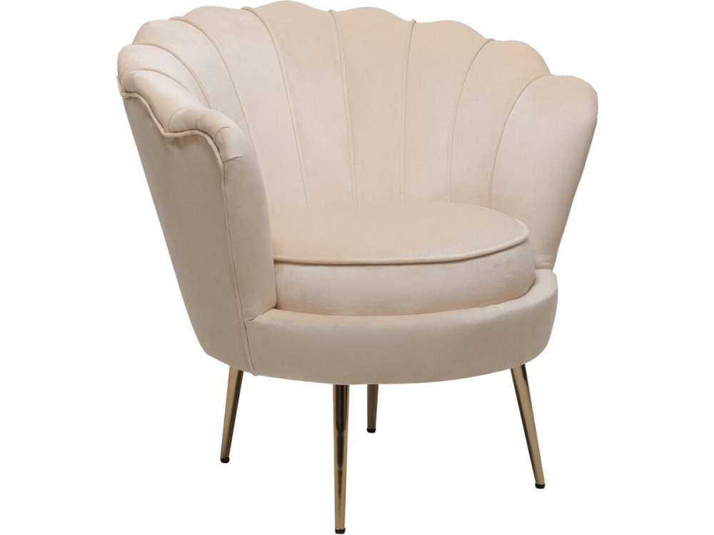Nazwa : Fotel aksamitny Floria - 75 x 68 x 77,5 cm - Beżowy