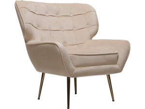 Fotel aksamitny "Austin" - 79 x 71 x 79,5 cm - Beżowy
