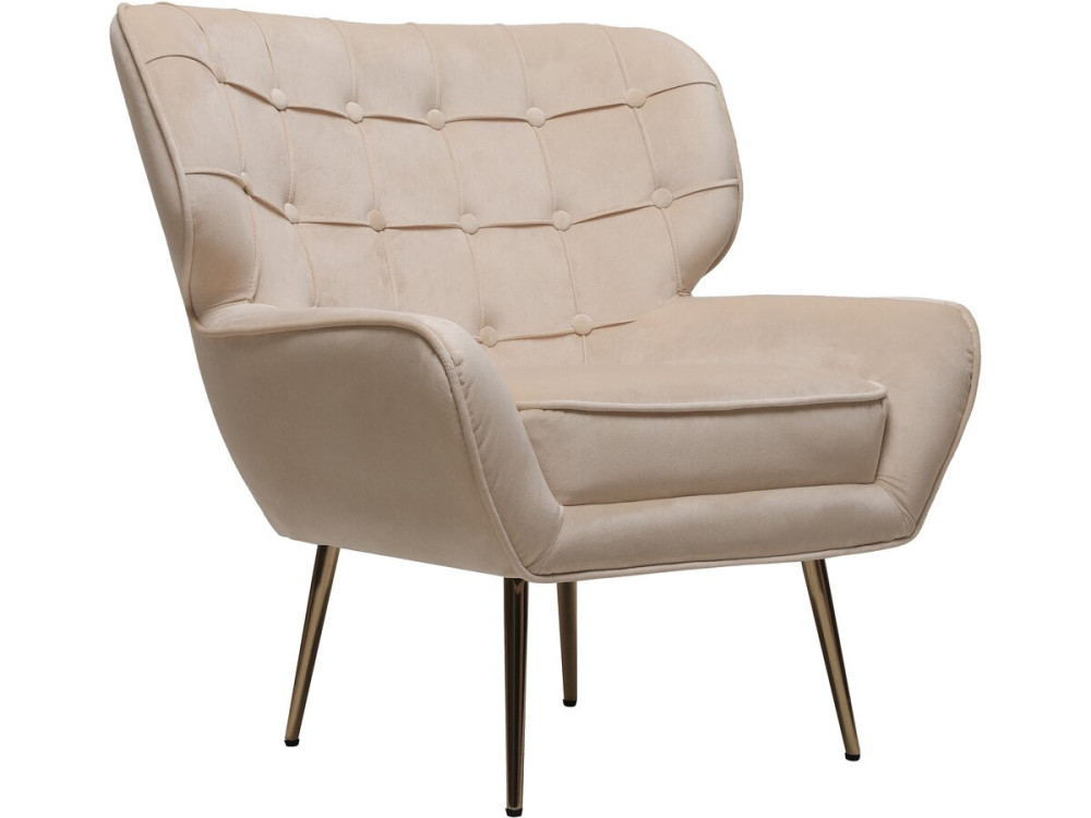 Fotel aksamitny "Austin" - 79 x 71 x 79,5 cm - Beżowy