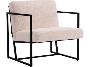 Fotel "Kennedy" z aksamitu i metalu - 73,5 x 75,5 x 81 cm - Kremowy