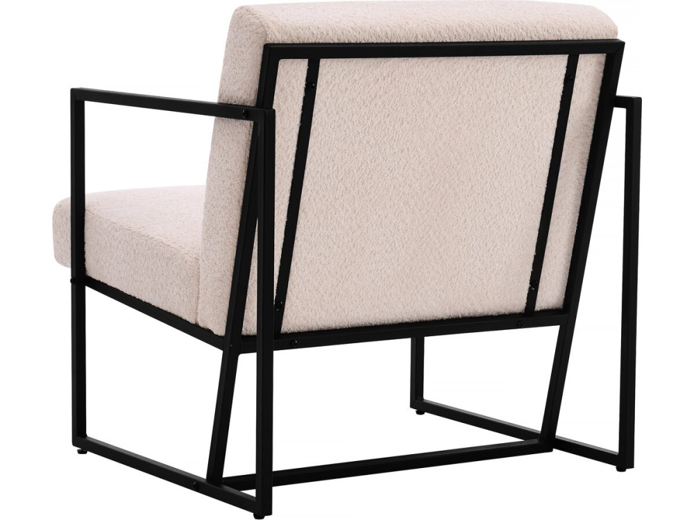 Fotel "Kennedy" z aksamitu i metalu - 73,5 x 75,5 x 81 cm - Kremowy