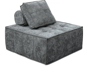 Fotel w stylu welurowym - 96 x 100 x 89 cm - szary