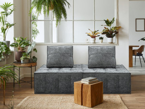Fotel w stylu welurowym - 96 x 100 x 89 cm - szary 2