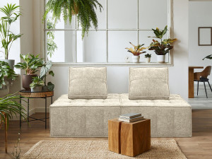 Fotel w stylu welurowym - 96 x 100 x 89 cm - beżowy 2