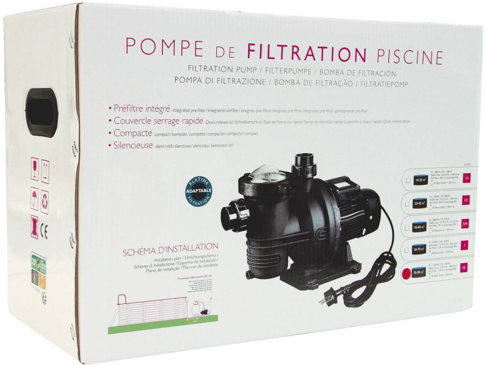 Pompa filtrująca "Aqualux Premium" - 1,5" - 17,9 m3/h - Do basenów naziemnych o pojemności 70-90 m3