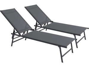 Komplet 2 metalowych leżaków "Sublima" - 180 x 54 x 104 cm - Antracyt