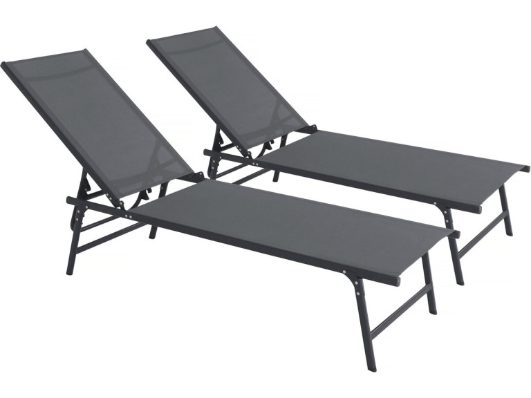 Komplet 2 metalowych leżaków "Sublima" - 180 x 54 x 104 cm - Antracyt