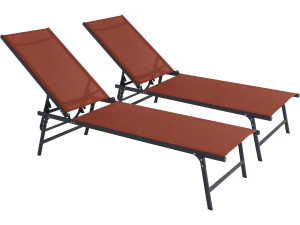 Komplet 2 metalowych leżaków "Sublima" - 180 x 54 x 104 cm - Terakota