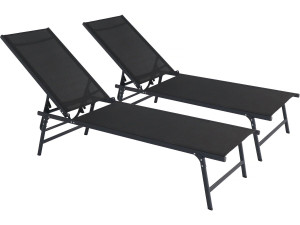 Zestaw 2 metalowych leżaków "Sublima" - 180 x 54 x 104 cm - Czarny