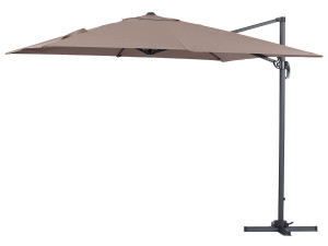 Parasol ogrodowy „Sun 3” - Z aluminium - Kwadratowy - 3 x 3 m - Brązowo-szary