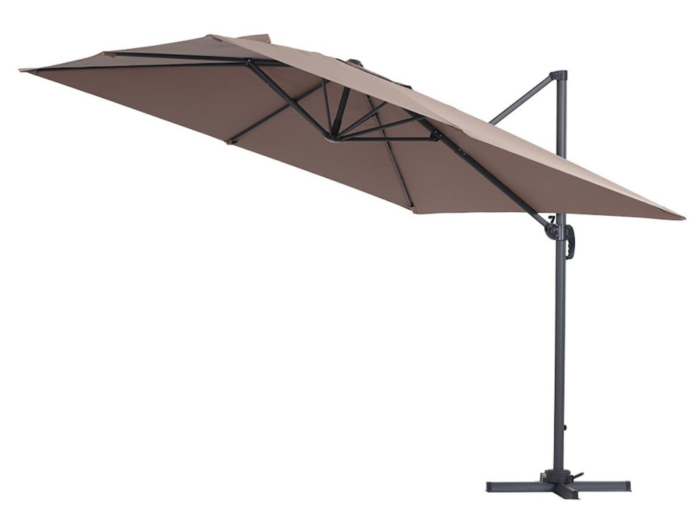 Parasol ogrodowy „Sun 3” - Z aluminium - Kwadratowy - 3 x 3 m - Brązowo-szary