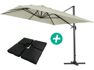 Parasol ogrodowy "Sun 4" - Prostokątny - 3 x 4 m - Ecru - Obciążniki w zestawie