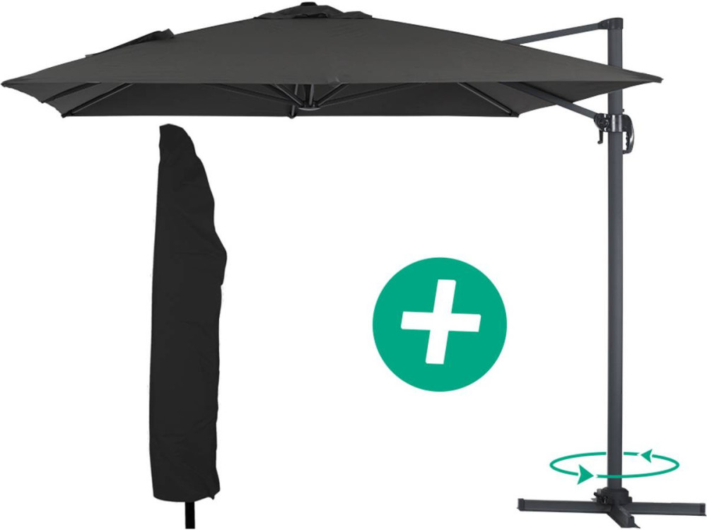 Parasol ogrodowy "Sun 4" - Prostokątny - 3 x 4 m - Pokrowiec - Czarny