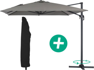 Parasol ogrodowy "Sun 4" - Prostokątny - 3 x 4 m - Pokrowiec - Szary