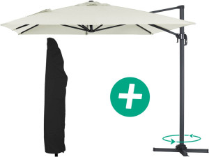 Parasol ogrodowy "Sun 4" z boczną nogą - Aluminium - Prostokątny - 3 x 4 m - Ecru + Pokrowiec ochronny
