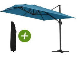 Parasol ogrodowy Sun 4" aluminiowy deportowany - Rectangle - 3 x 4 m - niebieski + pokrowiec
