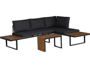Zestaw mebli ogrodowych "Sylva" modułowa sofa narożna, wykończenie imitacja drewna - 4 osobowa - Szary
