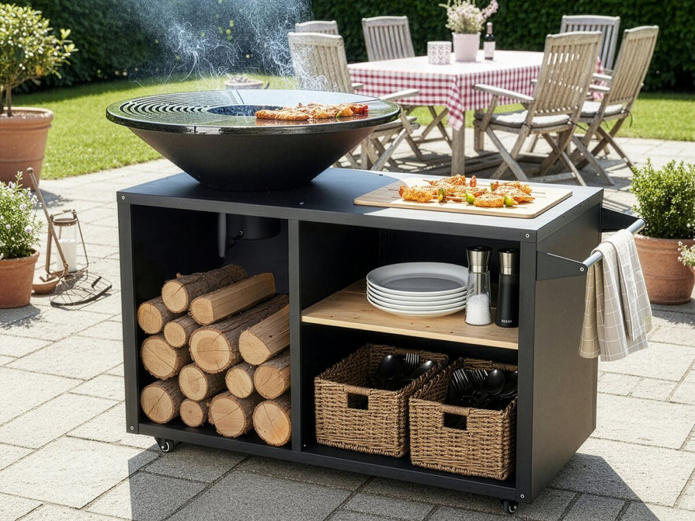 Grill na węgiel drzewny i drewno "Maréchal" - Ø 81 cm - Czarny