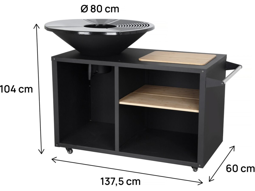 Grill na węgiel drzewny i drewno "Maréchal" - Ø 81 cm - Czarny