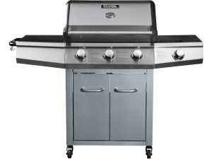 Grill gazowy "Bingo 4" - 4 palniki w tym 1 palnik boczny - 14 kW + Pokrowiec ochronny - Srebrny 2