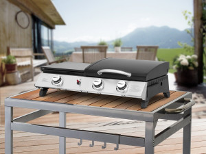 Patelnia gazowa z pokrywką "Rasio" - 7,5 KW - 3 palniki - czarna 2
