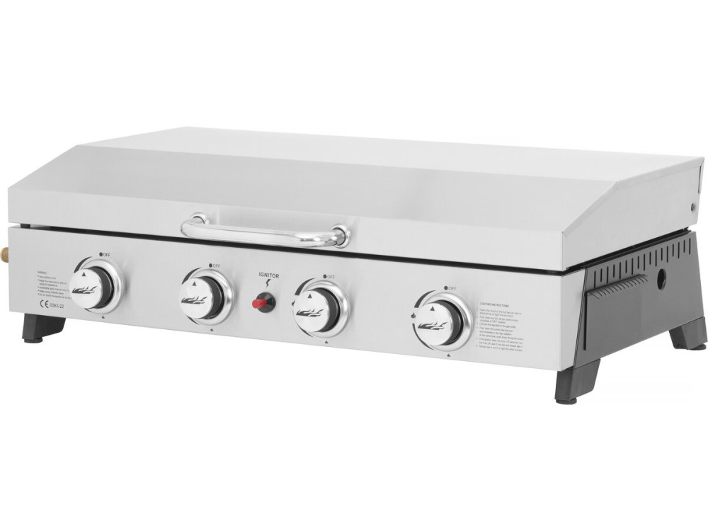Patelnia gazowa 4-palnikowa "Fasto" z pokrywą - 10 kW - szara
