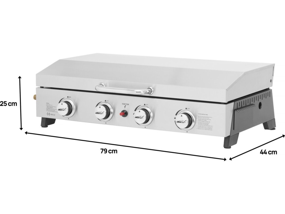 Patelnia gazowa 4-palnikowa "Fasto" z pokrywą - 10 kW - szara