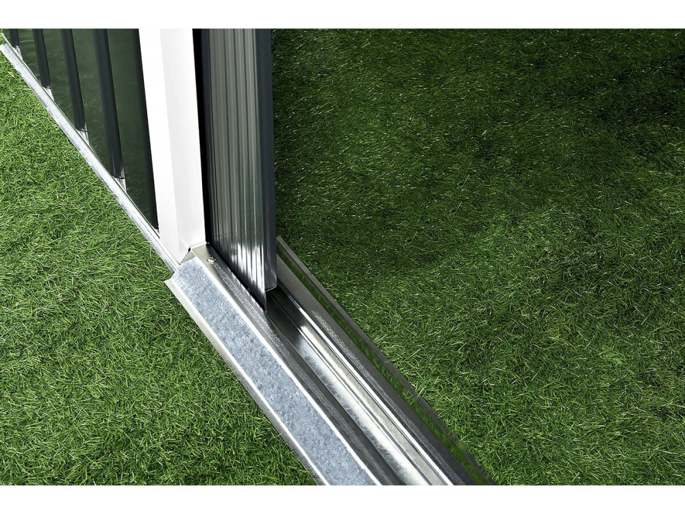 Domek ogrodowy metalowy "Rosas" 10,85 m² z panelami słonecznymi - Zielony