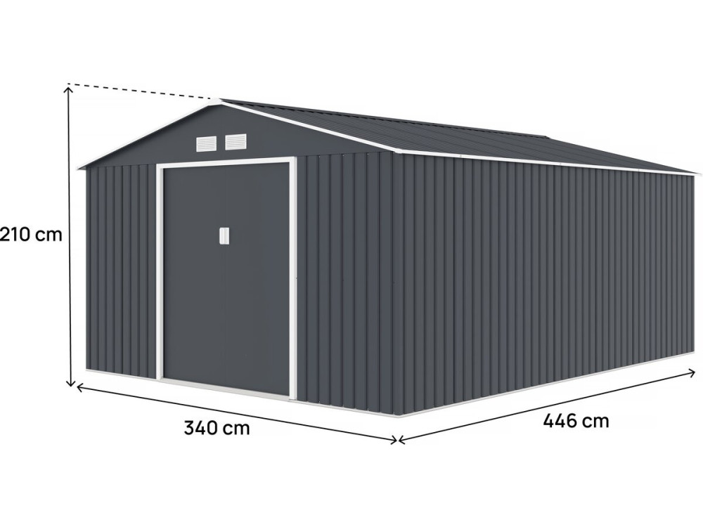 Metalowa szopa ogrodowa "Vegas" - 15 m² - Szara