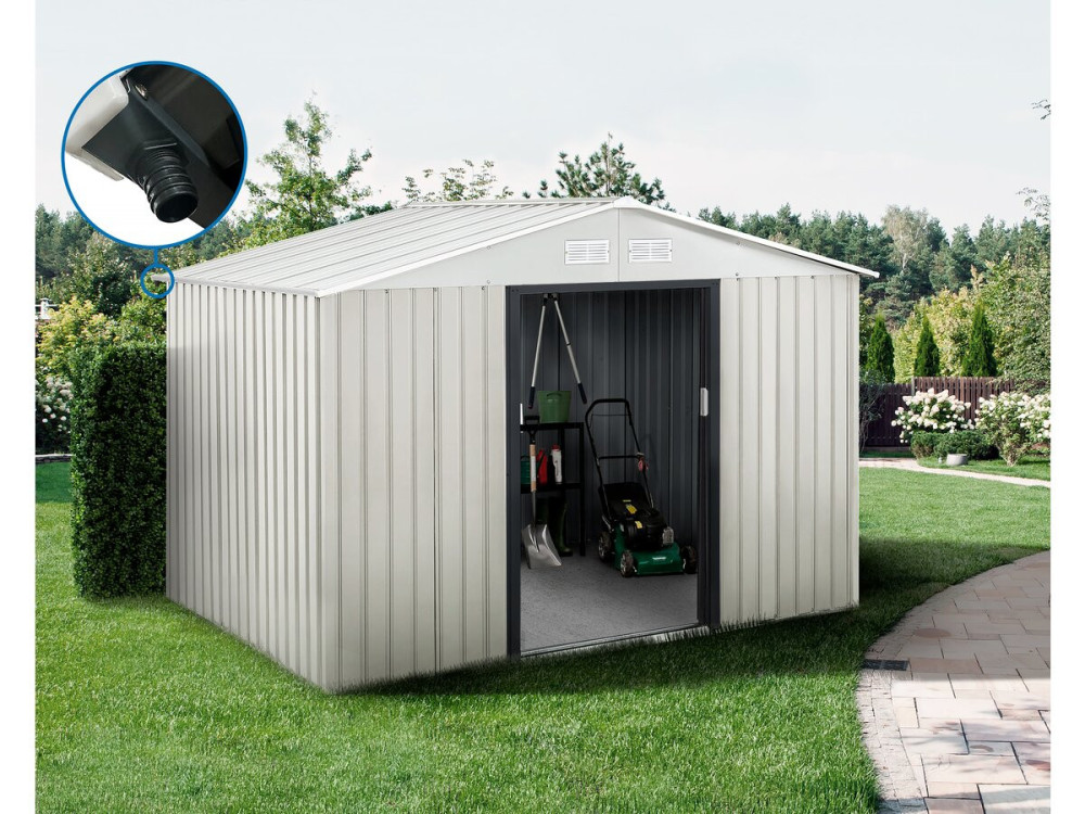 Metalowy domek ogrodowy Nebraska - 5,29 m² z rynną