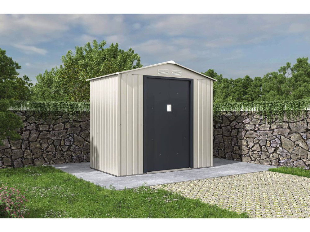 Metalowa altana ogrodowa "Nebraska" - 2,70 m² - Beżowy/szary antracyt