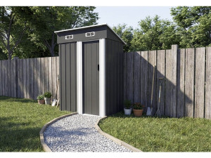 Metalowa szopa ogrodowa "Memphis" z przesuwanymi drzwiami - 1,36 m² - Szary 2