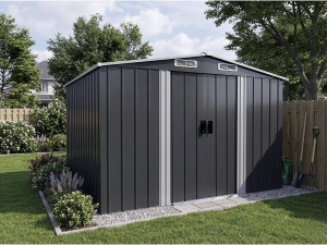 Metalowa szopa ogrodowa "Boston" z przesuwanymi drzwiami - 6,54 m² - Szary 2