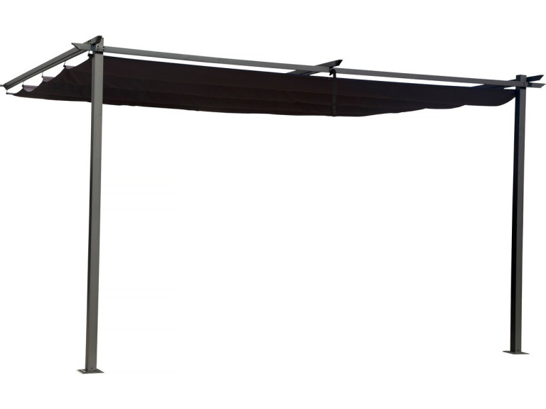 Metalowa pergola z rozsuwanym dachem - 3 x 4 m - Antracytowy szary