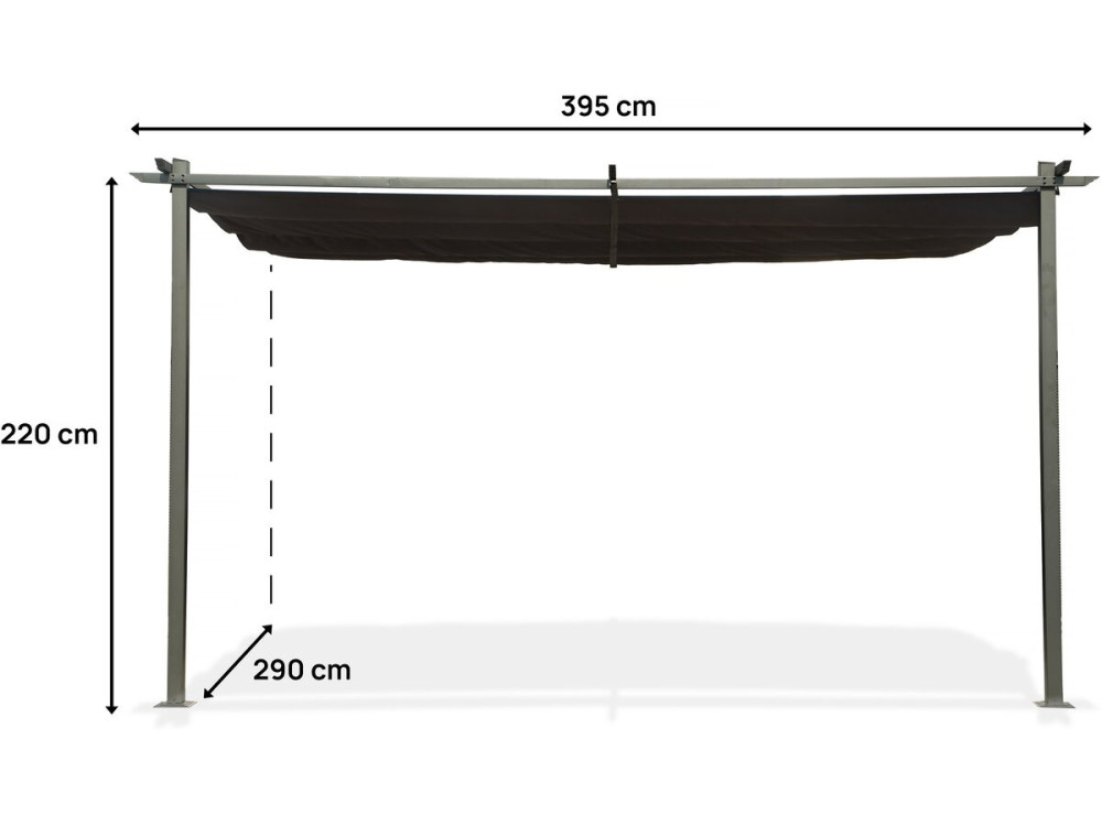 Metalowa pergola z rozsuwanym dachem - 3 x 4 m - Antracytowy szary