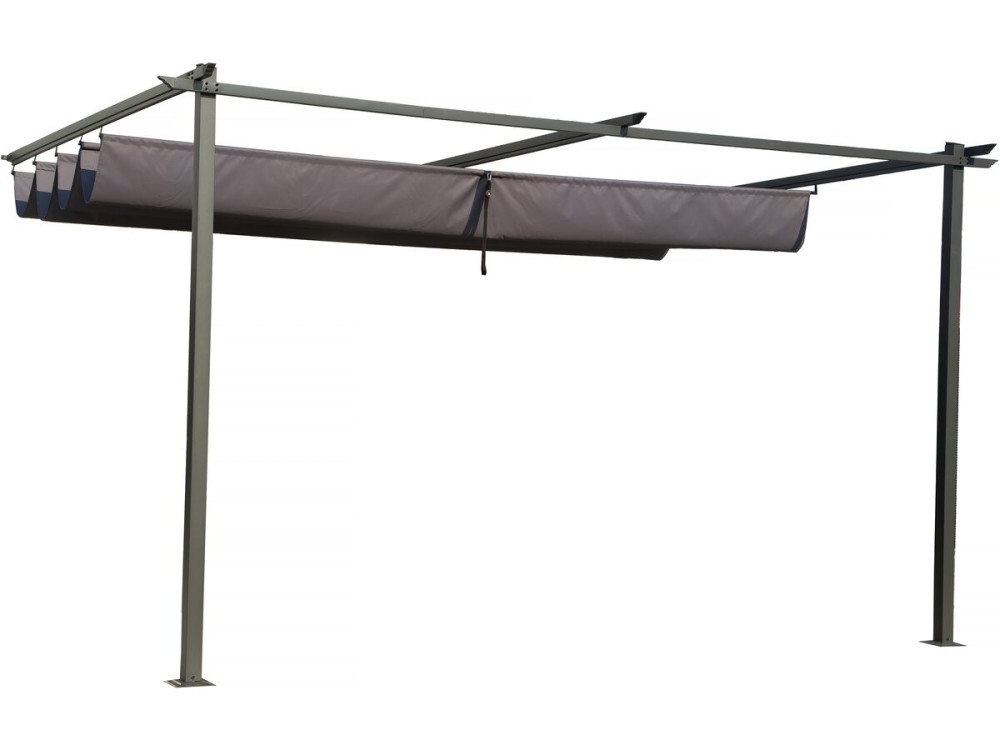 Metalowa pergola z rozsuwanym dachem - 3 x 4 m - Antracytowy szary