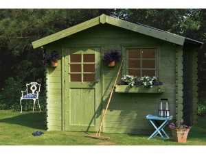 Drewniana altana ogrodowa "Sologne" - model impregnowany (zielony) - 8,88 m² - 2,98 x 2,98 x 2,39 m - 28 mm 2