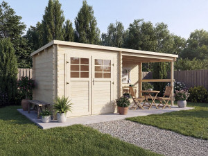Drewniana altana ogrodowa "Montval" z markizą - 14 m² - 28 mm 2