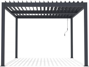 Pergola bioklimatyczna "Windsor" z aluminium z oświetleniem ledowym 3 x 4 - szara